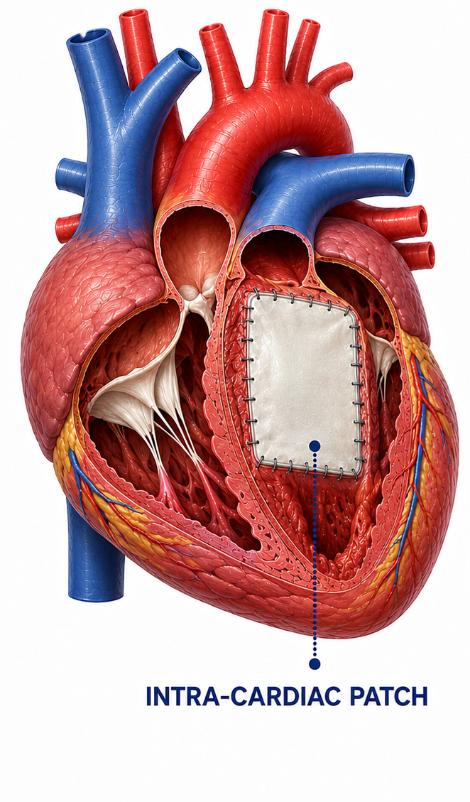 Intracardiac patch for repair of intracardiac defects